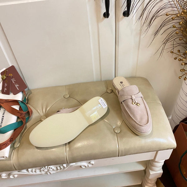 LP 26s Lock Charm Mules In Light Pink Suede