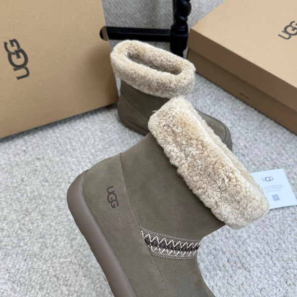 UGG 25ss Ankle Boots Muted Grey Sheep Fur Suede 523104