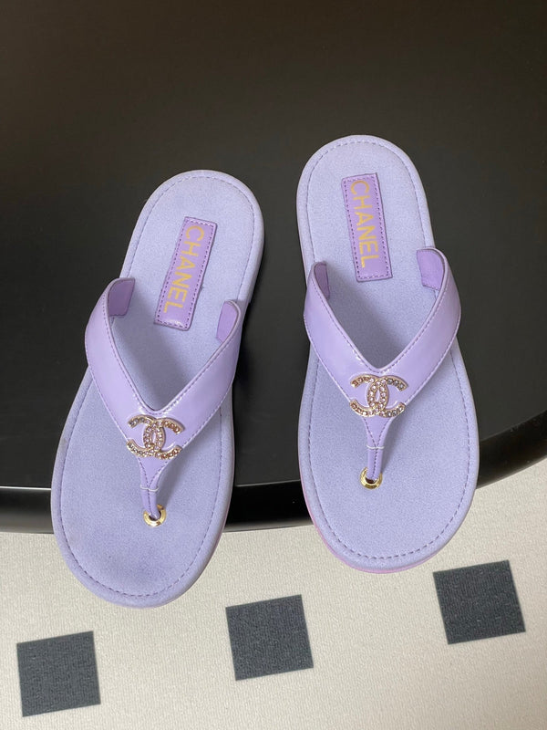 CC 25P Double C 1 Motif Thongs Sandal Purple Sheepskin 247700