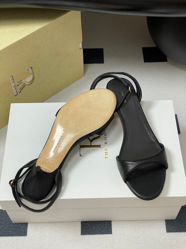 The Row 25S Strap High Heel Sandals 35mm Black Sheepskin 286200