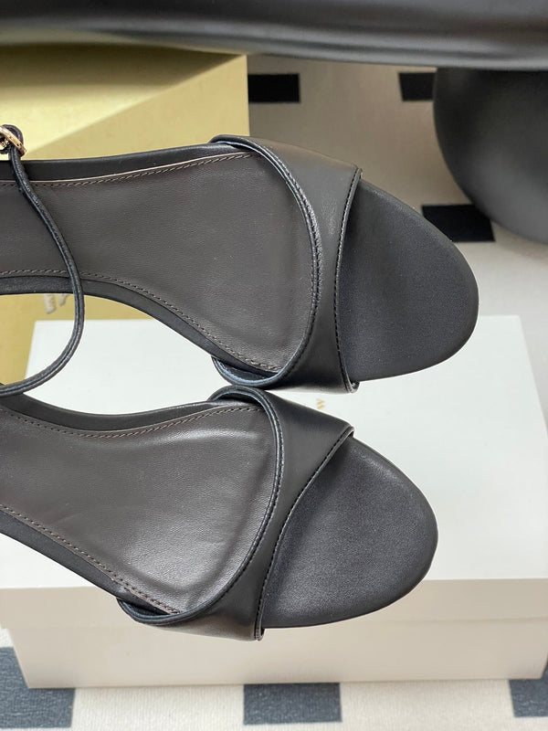 The Row 25S Strap High Heel Sandals 35mm Black Sheepskin 286200