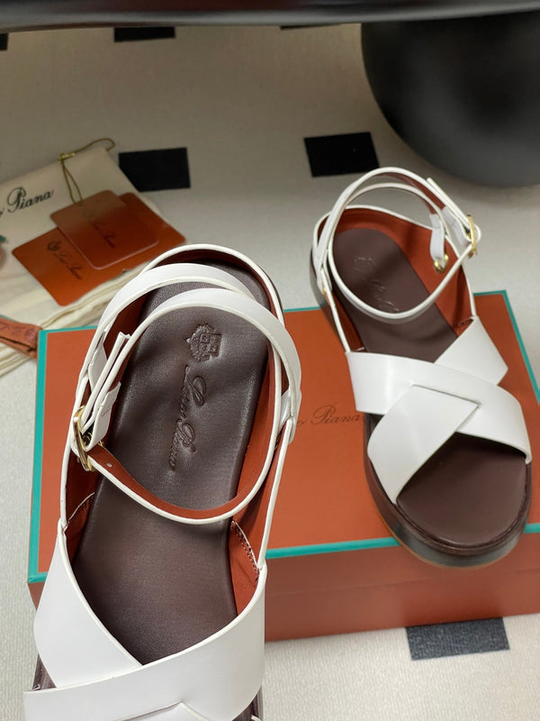 LP Sandal White Brown Cowhide 312171