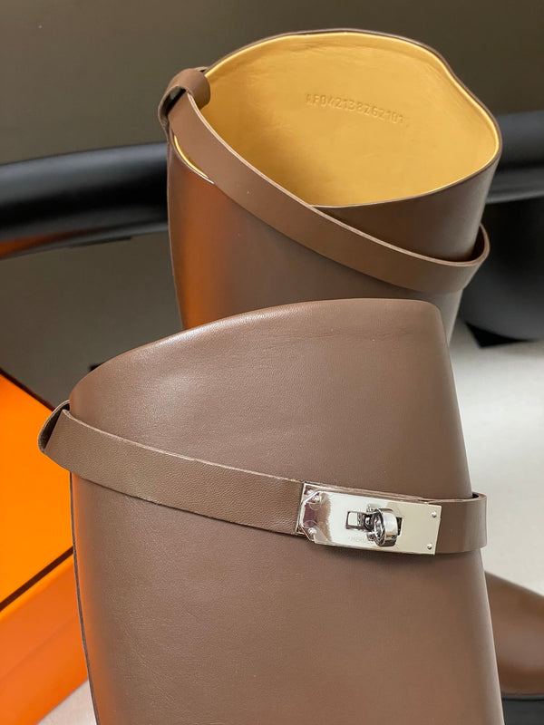 HM Jumping Boots Dark Brown Kelly Buckle Cowhide Leather
