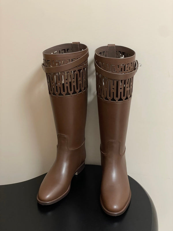 HM Jumping Boots 30mm Dark Brown Kelly Buckle Calfskin 423262