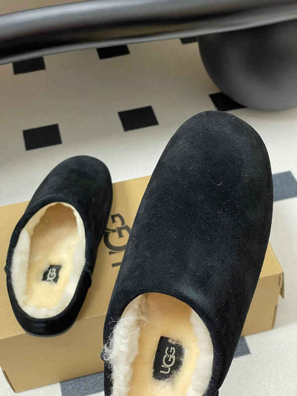UGG Elea Slip-On Sandals Black Wool Suede 525949