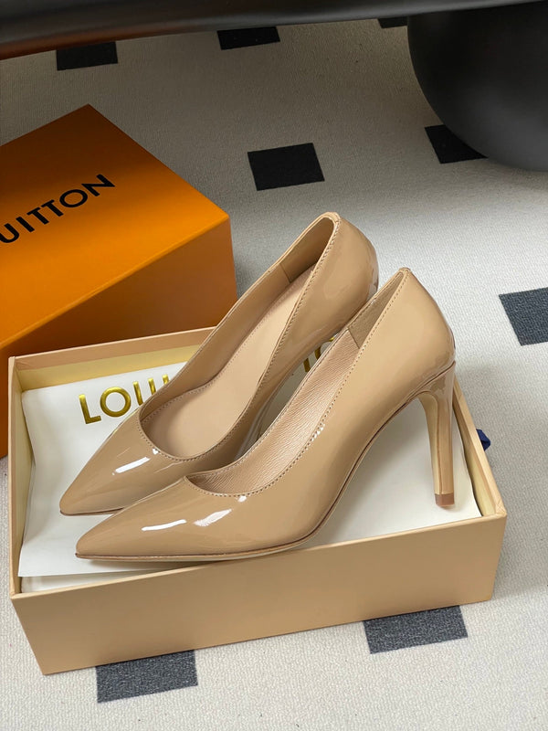 LV GALA High Heels Series Shoes 85mm  Patent Leather Beige534541