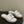 CC 26s Flat Slippers White Gold Fabric Sheepskin 649486