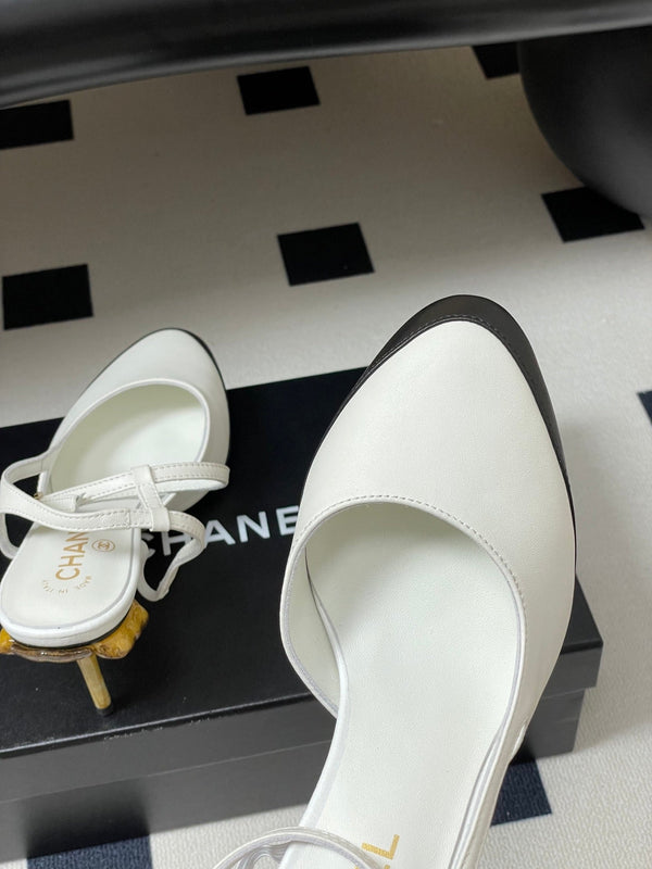 CC 26s Slingback 8.5cm White Leather 834722