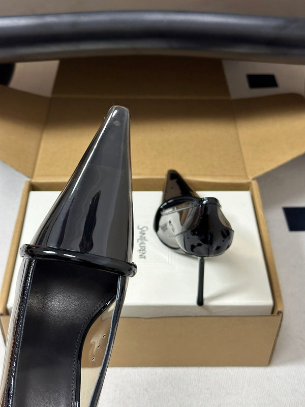 YSL Brigitte Pumps 10.5cm Black TPU Leather 932287