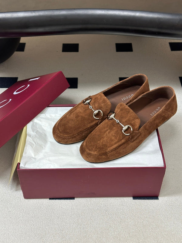 GG 26s Horsebit Loafers Flat Brown Suede 952563