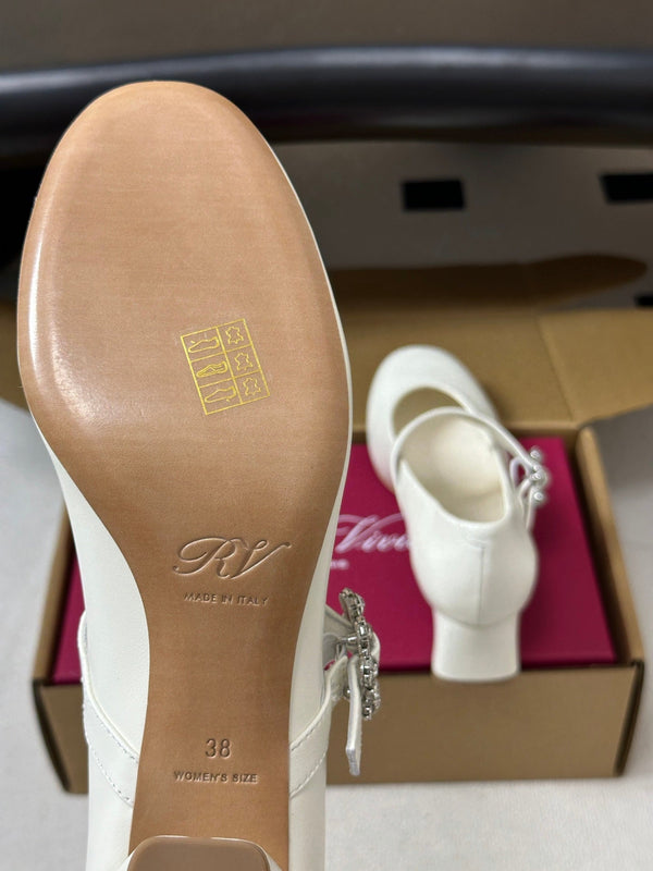 RV 26s Efflorescence Mary Jane Pumps 4.5cm Cream Leather 119462