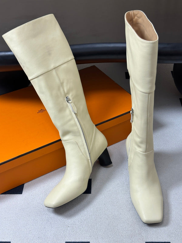 HM 26s Square-Toe Knee-High Boots 5.5cm Suede Leather 150022