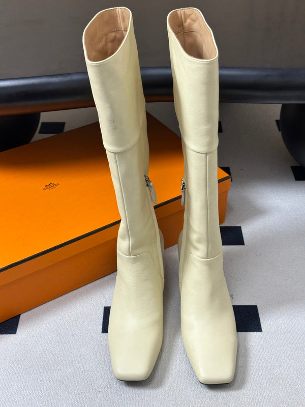 HM 26s Square-Toe Knee-High Boots 5.5cm Suede Leather 150022