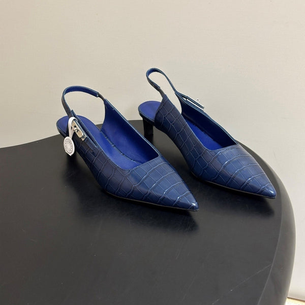 HM 26S Lover Slingback Flats 4cm Croc-Embossed Cowhide 150536