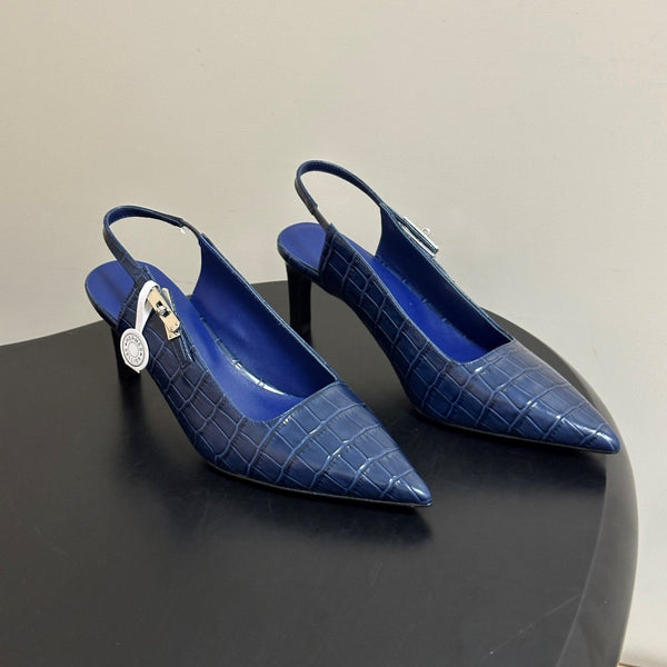 HM 26S Lover Slingback Flats 8cm Croc-Embossed Cowhide 150541