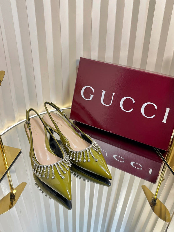GC 25 Embellished Slingback Dark Green Patent Leather 294626