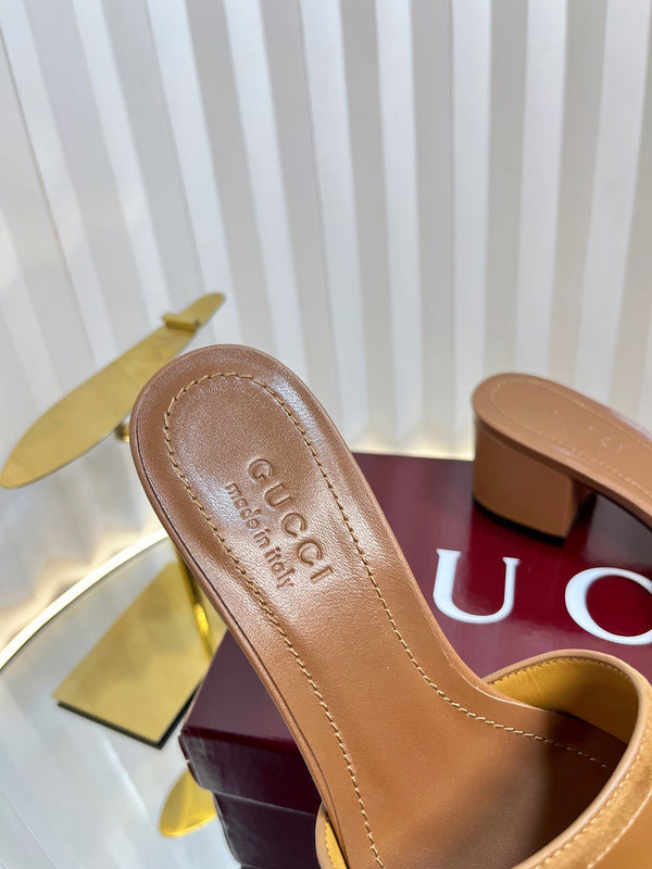 GC 25 Horsebit Sandals 50mm Brown Suede Sheepskin 294654