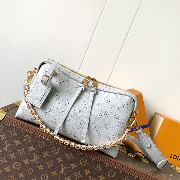 LV M13157 Hand It All PM Light Grey Perforated Mahina Calfskin