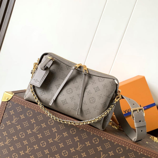LV M25904 Hand It All PM Taupe Perforated Mahina Calfskin
