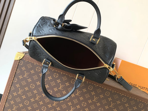 LV M47186 Speedy Soft 30 Black Monogram Empreinte Leather