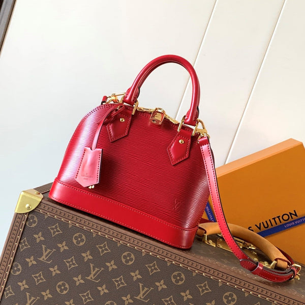 LV M25562 Alma BB Burgundy Epi Leather