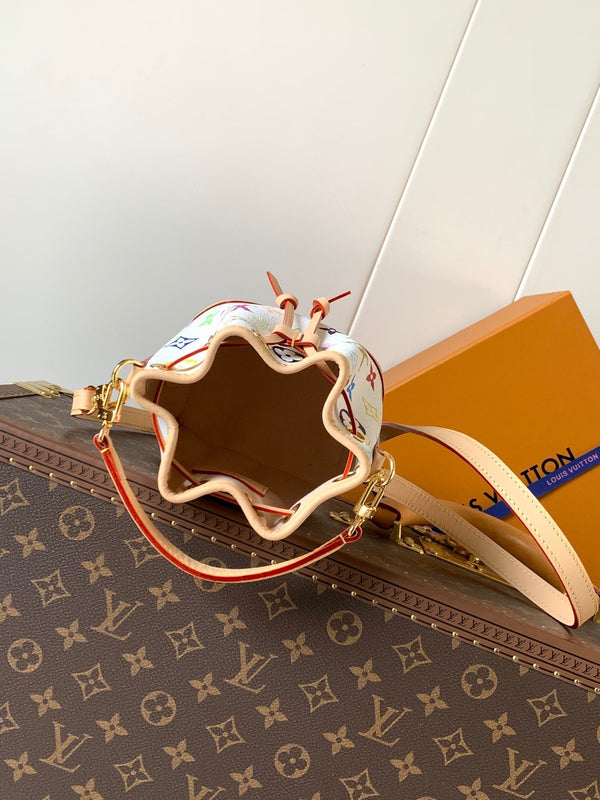 LV Nano Noé Bag White Beige Monogram Canvas Cowhide 281677