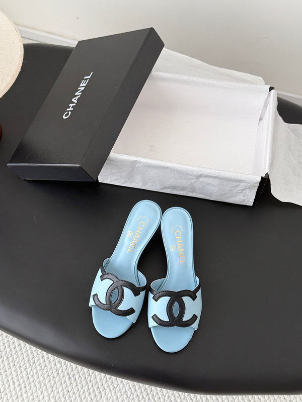 CC 2026 Heeled Sandal Black Blue Lambskin 675860