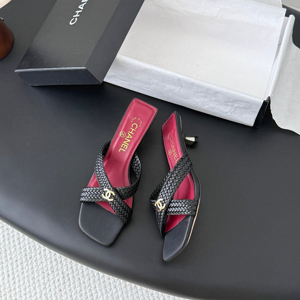 CC 26s Cross Slippers Black Lambskin 914971