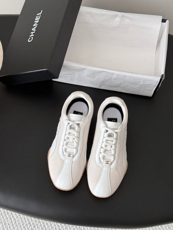 CC 26s Low-Top Retro Runner Sneakers Ivory Suede Calfskin 969583