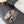 CC 26S Shearling Trim Mules Grey Gold Suede 127803