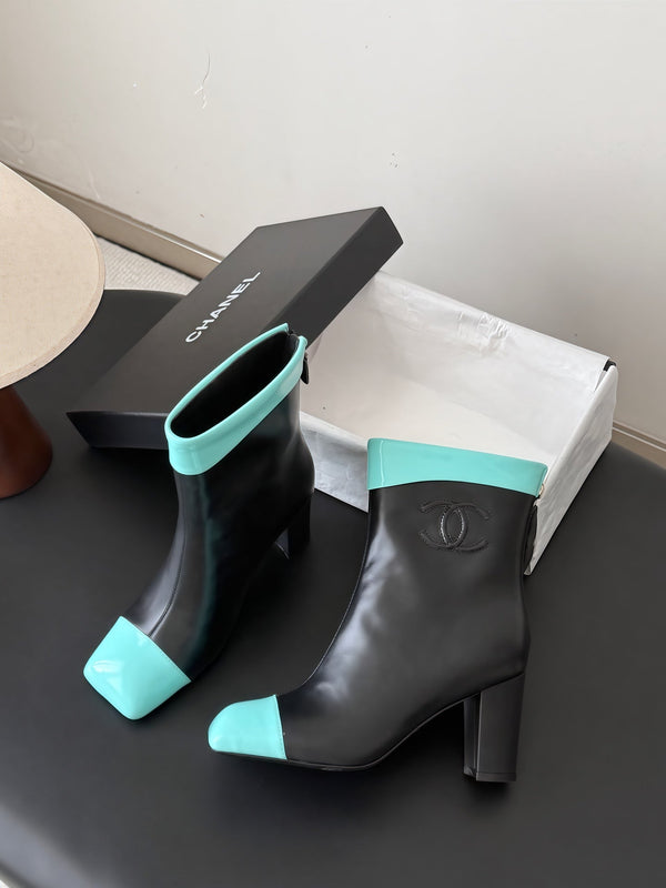 CC 26s Ankle Boots Black Mint Blue Leather Patent 127857