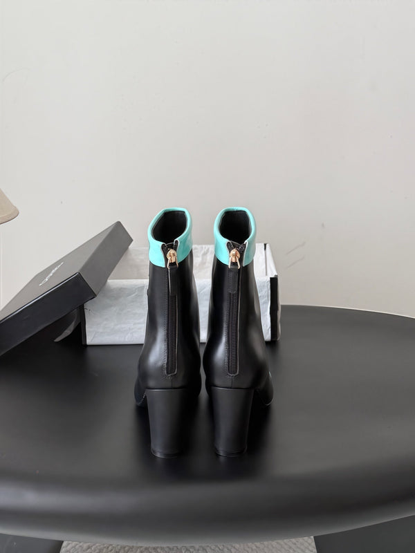 CC 26s Ankle Boots Black Mint Blue Leather Patent 127857