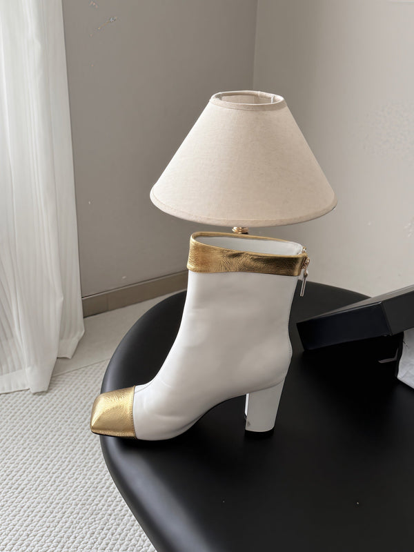 CC 26s Ankle Boots White Gold Metallic Leather 127859