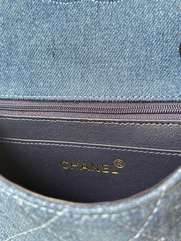 CC Mini Classic Handbag Blue Denim GHW