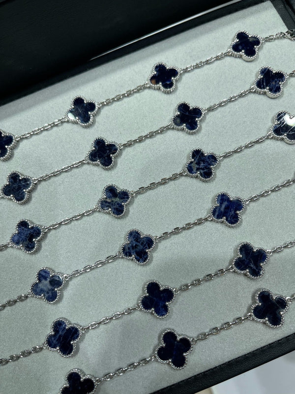 VCA Clover Deep Blue 5 Motifs Sliver Bracelet