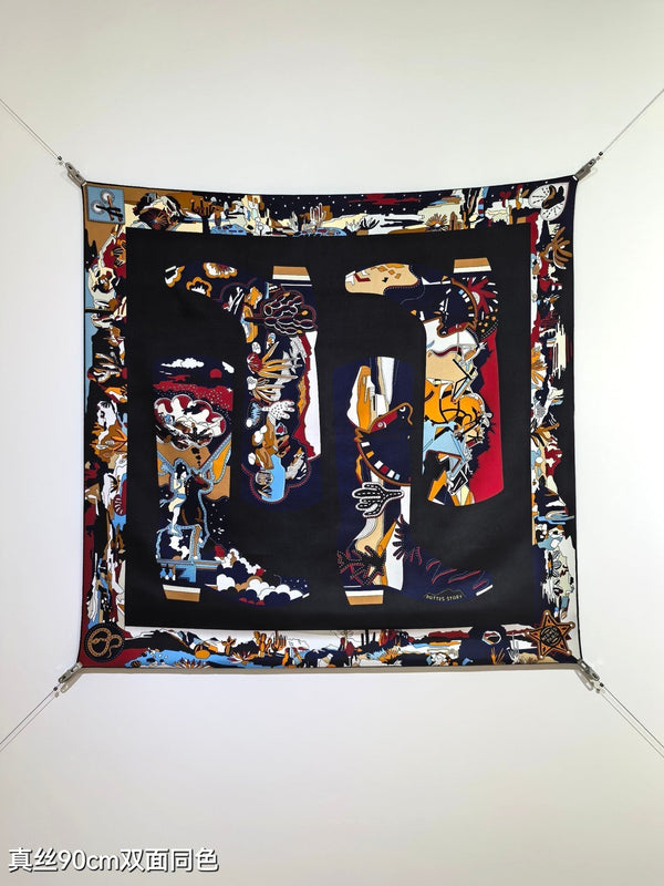 HM The Story 90 CM Black Blue Cashmere and Silk 293062
