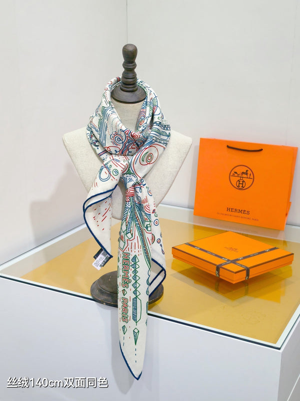 HM Connecting 140 CM White Colorful Cashmere and Silk 293096