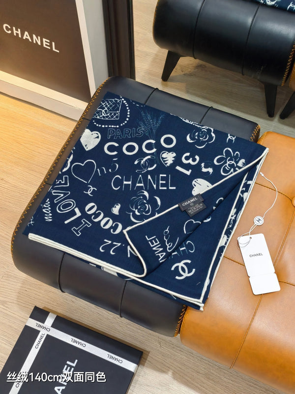 CC 25 Scarf 140CM Dark Blue Colorful Cashmere 293080