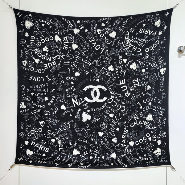 CC 25 Scarf 140CM Black White Cashmere 293081