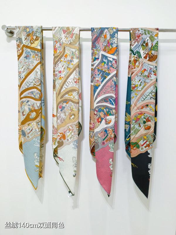 HM Double-sided Scarf 140cm Rose Poudre Cashmere Silk 136605