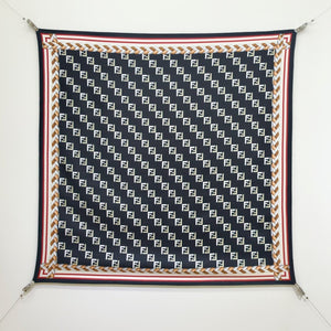Fendi Scarf 90x90 Black Colorful Twill Silk 198477