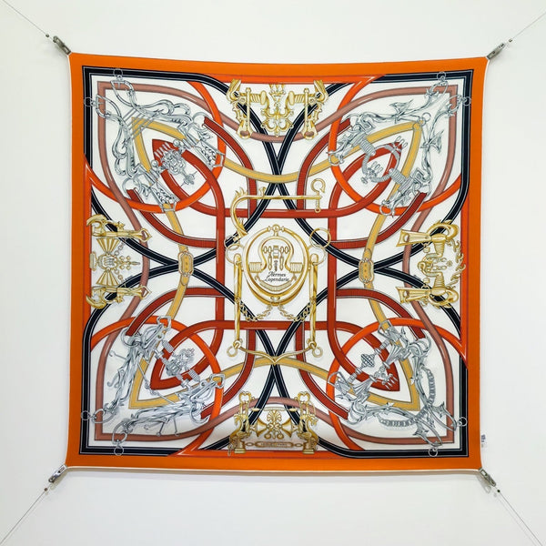 HM Harnais Legendaire Scarf 90x90 Orange Colorful Twill Silk
