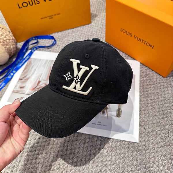 LV 25s Baseball Cap with Logo Embroidery Black Cotton 983641