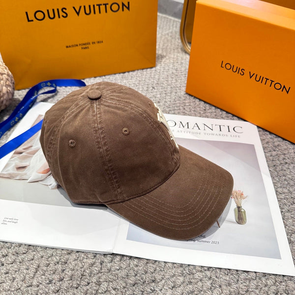 LV 25s Baseball Cap with Logo Embroidery Brown Cotton 983643