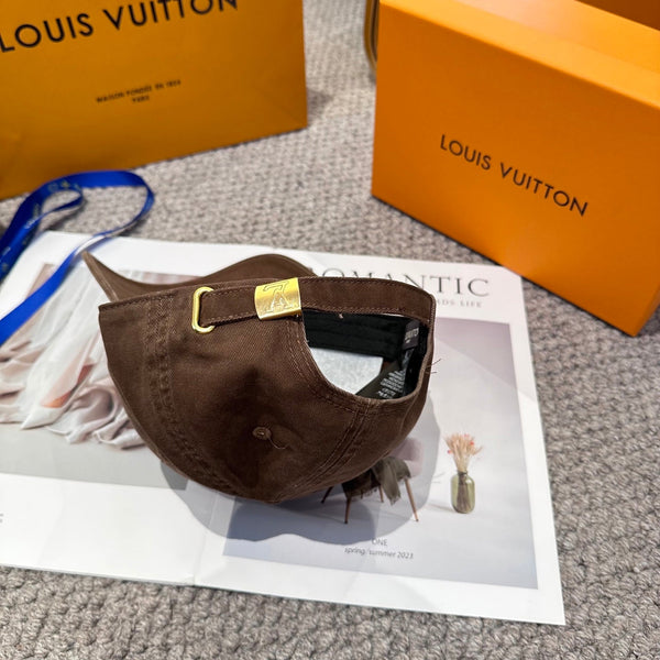 LV 25s Baseball Cap with Logo Embroidery Brown Cotton 983643