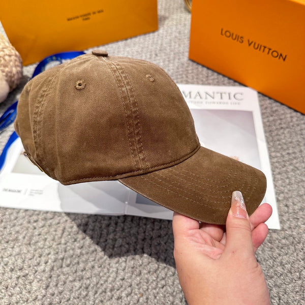 LV 25s Baseball Cap with Logo Embroidery Brown Cotton 983643