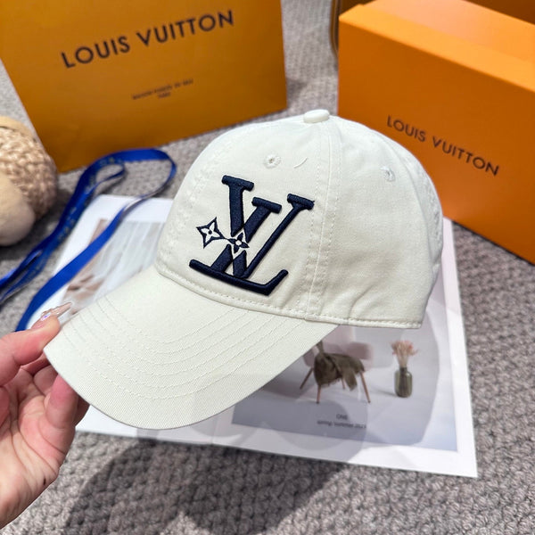 LV 25s Baseball Cap with Logo Embroidery White Cotton 983644