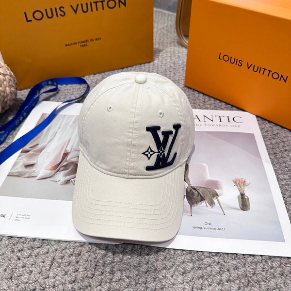 LV 25s Baseball Cap with Logo Embroidery White Cotton 983644