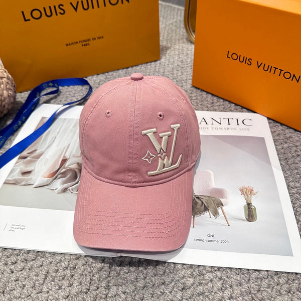 LV 25s Baseball Cap with Logo Embroidery Pink Cotton 983645