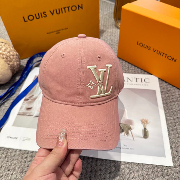 LV 25s Baseball Cap with Logo Embroidery Pink Cotton 983645